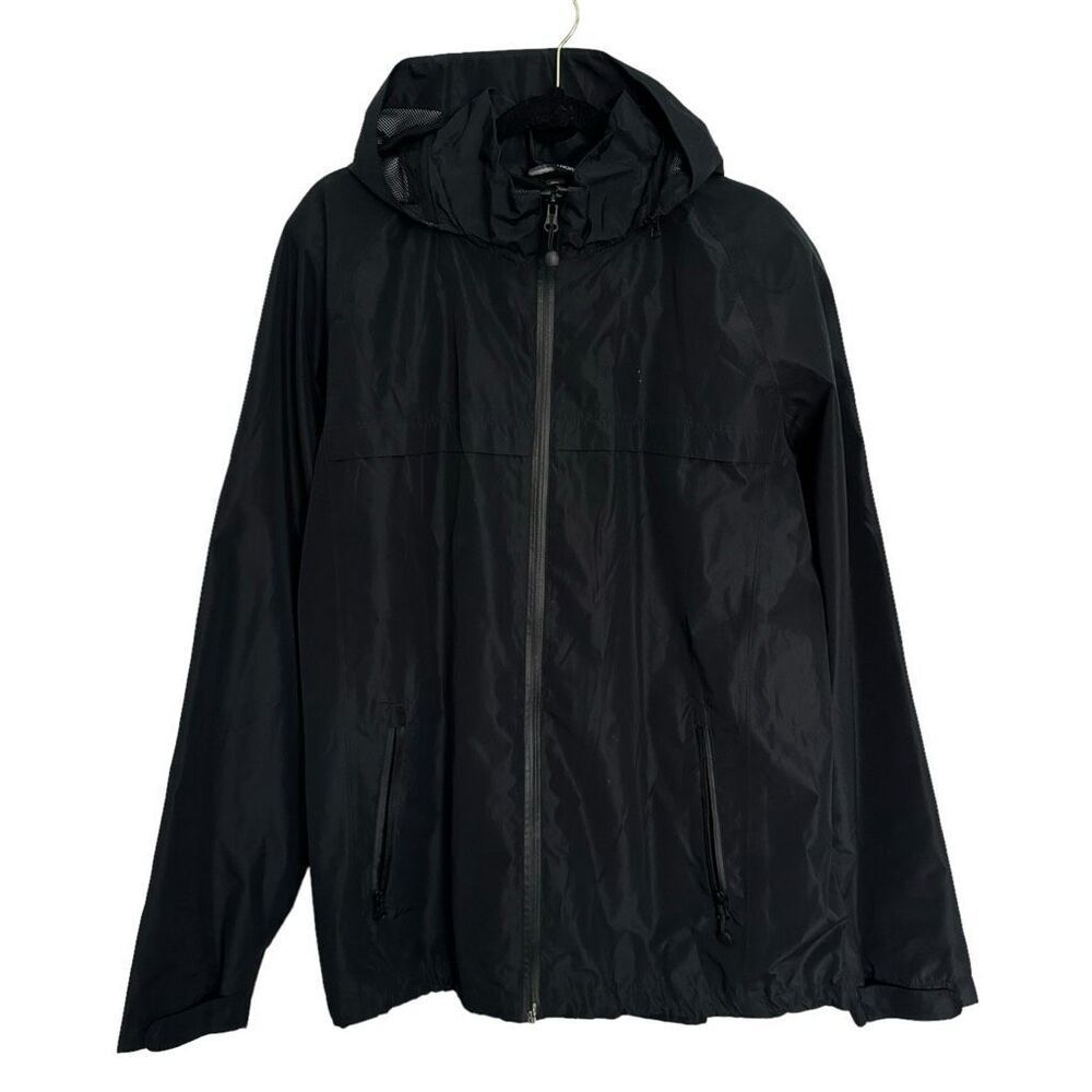 Port Authority Men's Black Full Zip Lined Hooded Windbreaker Jacket Size XL